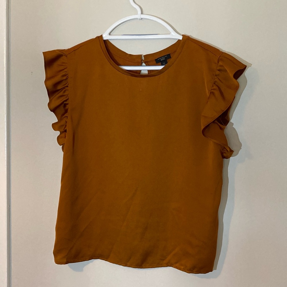 Ann Taylor Factory short sleeve mixed media blouse